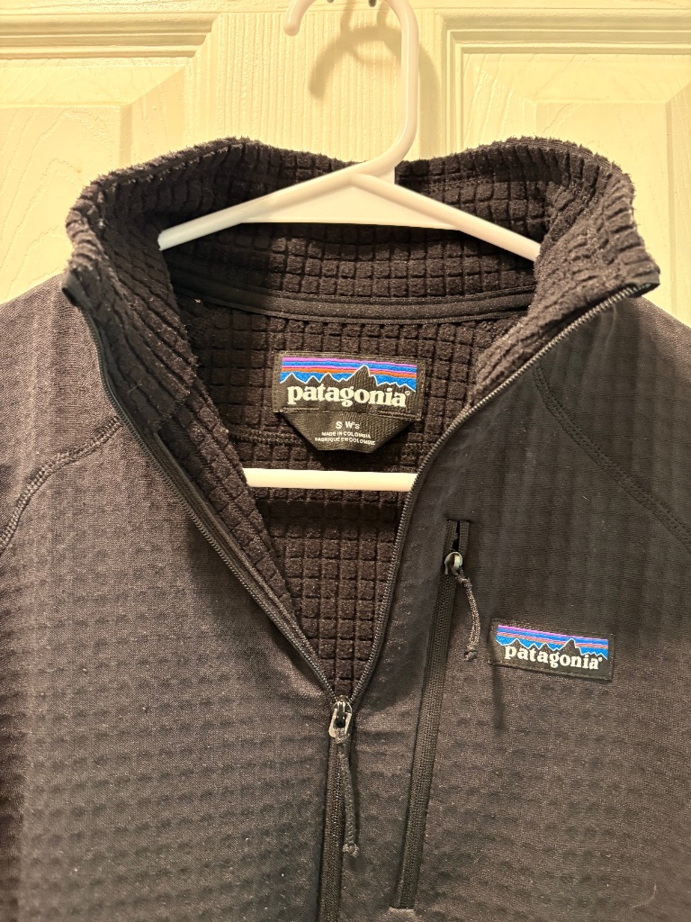 Patagonia R1 1/4 1/2 Zip Pullover Waffle Grid Fleece Polartec Black Womens Small